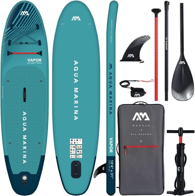 Aqua Marina Vapor SUP Aufblasbares Stand Up Paddle Board mit Paddel, Leine, Magic Rucksack und Double Action Pumpe