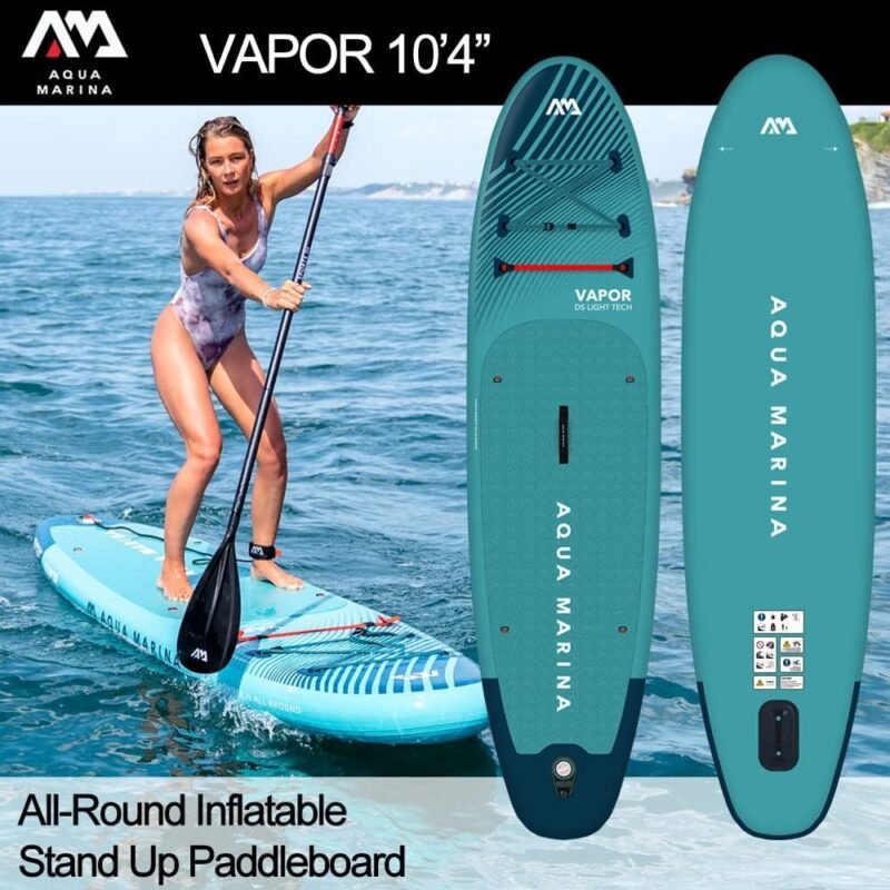 Aqua Marina Vapor SUP Aufblasbares Stand Up Paddle Board mit Paddel, Leine, Magic Rucksack und Double Action Pumpe