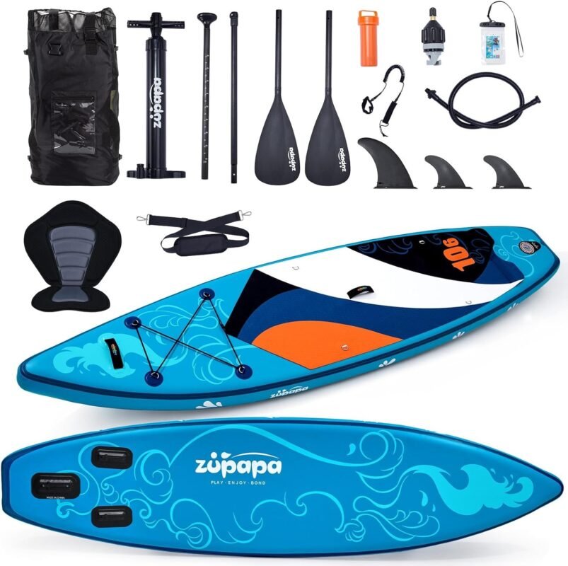 Zupapa 320/366cm Aufblasbare SUP Board Set| Stand Up Paddle Board mit Kajak Sitz | Komplettes Zubehör