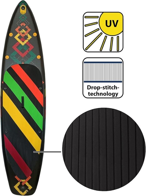 ALPIDEX Stand Up Paddle Set SUP 320 x 76 x 15 cm max. belastbar bis 200 kg Aufblasbar Stabil Leicht Komplett Set Tragetasche Paddel Finnen Luftpumpe Leash Repair Kit