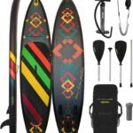 ALPIDEX Stand Up Paddle Set SUP 320 x 76 x 15 cm max. belastbar bis 200 kg Aufblasbar Stabil Leicht Komplett Set Tragetasche Paddel Finnen Luftpumpe Leash Repair Kit