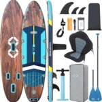ZLX 350cm Extra Groß Stand Up Paddle Board mit Sitz Große Tragfähigkeit 550LB Inflatable SUP Board für Erwachsene Anfängerfreundlich Stabiles Anti-Rutsch-Deck